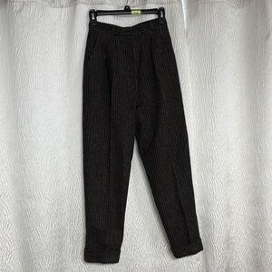 Vintage Anne Klein Women II 100% Wool Cuffed Lined Pants Union Made USA-Size 6